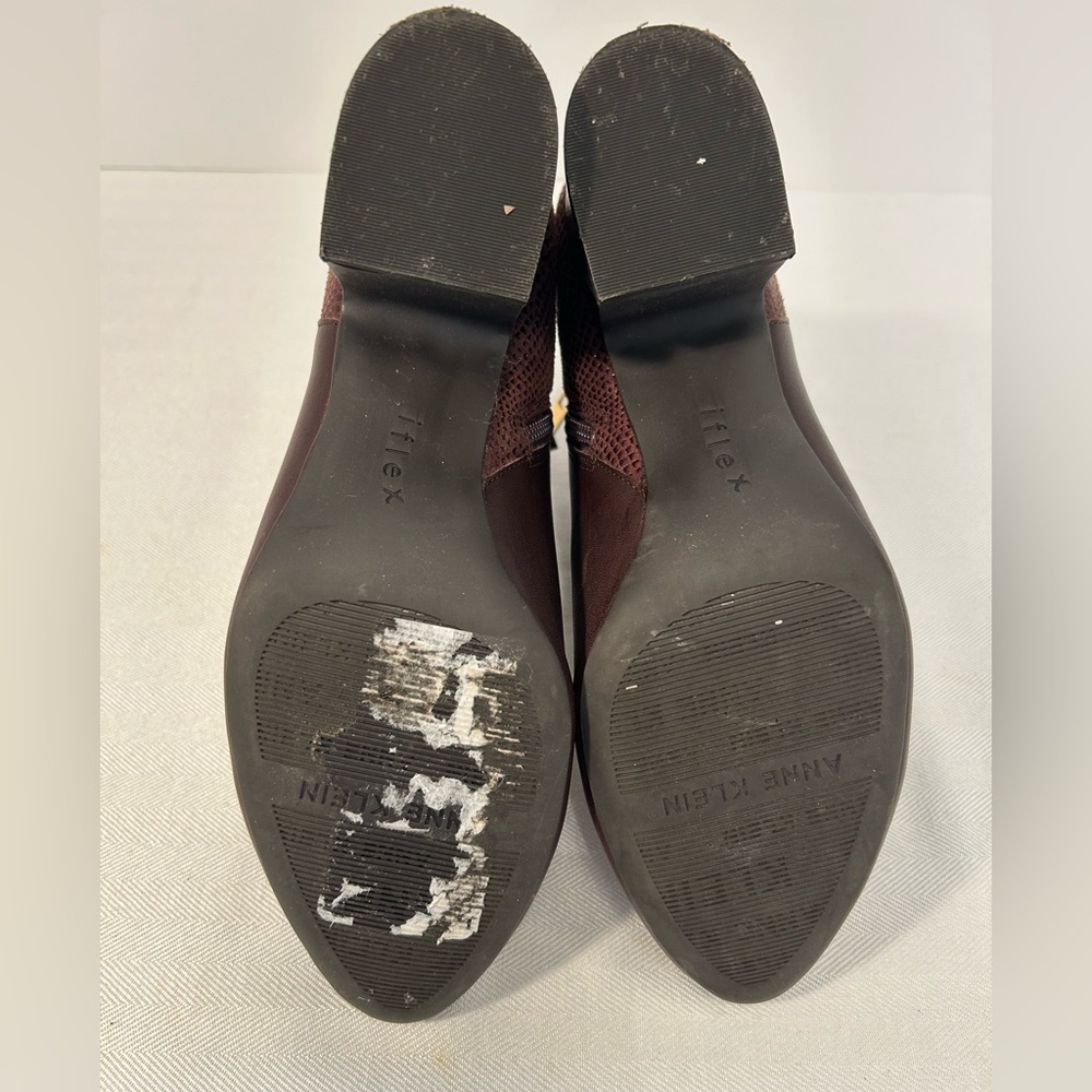 Anne Klein Hilda Ankle Boots in Dark Brown with "Snakeskin" Heels 7 1/2 M - Picture 9 of 9